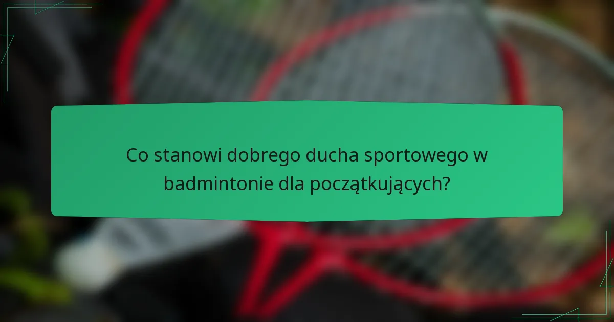 Co stanowi dobrego ducha sportowego w badmintonie dla początkujących?