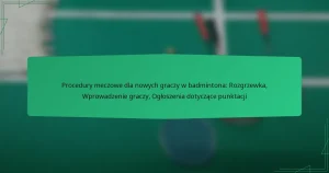 Procedury meczowe dla nowych graczy w badmintona: Rozgrzewka, Wprowadzenie graczy, Ogłoszenia dotyczące punktacji