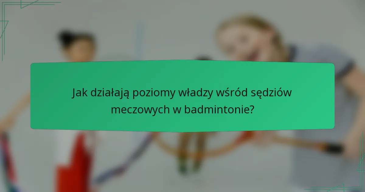 Jak działają poziomy władzy wśród sędziów meczowych w badmintonie?